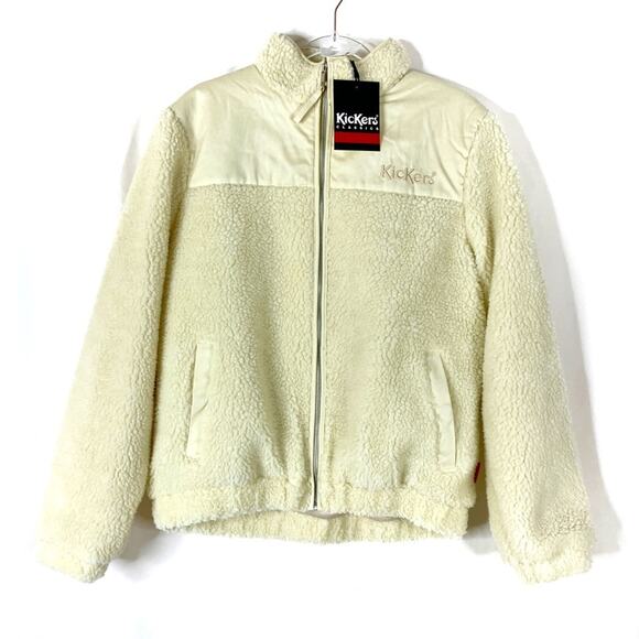 PACSUN Kickers Classics | Cream Teddy Fleece Jacket w/Contrast NWT - Picture 1 of 11